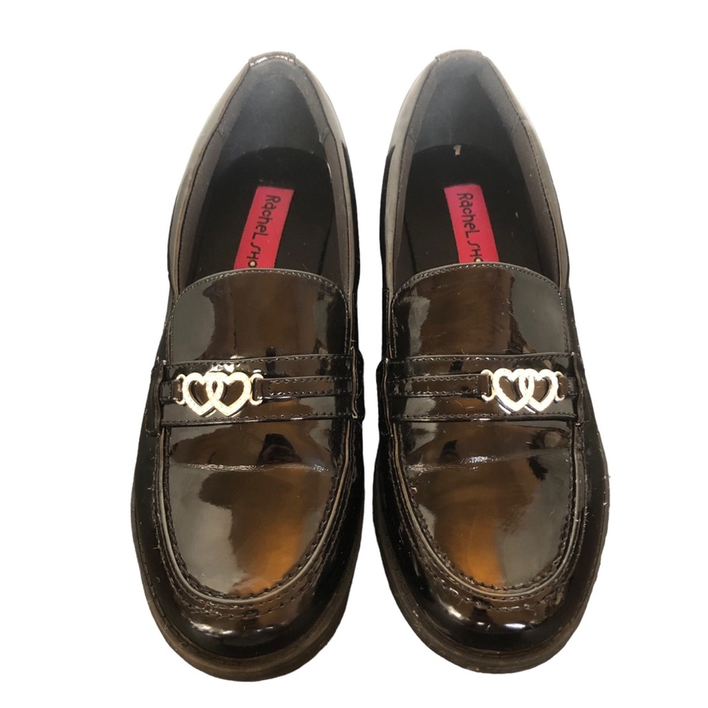 Rachel Shoes Black Patent Leather Rhinestone Heart Loafers size 4M - Picture 2 of 14